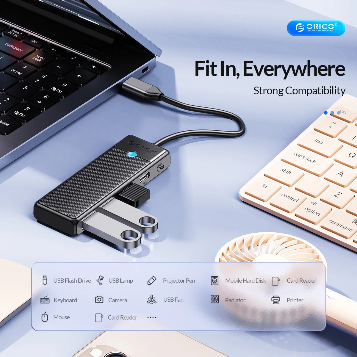 ORICO USB 3.0 HUB Adapter Port Extender PD100W Charging Port 5Gbps High-Speed Transmission hub