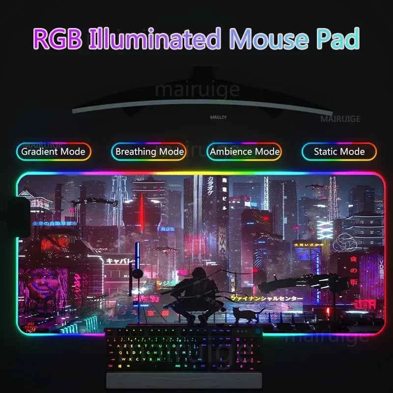 RGB Led Backlight Mouse Pad Cool Cyberpunk Gaming Accessories Carpets Large Mause Pad Gamer XL Neon Desk Mat Rug Mouse Mat
