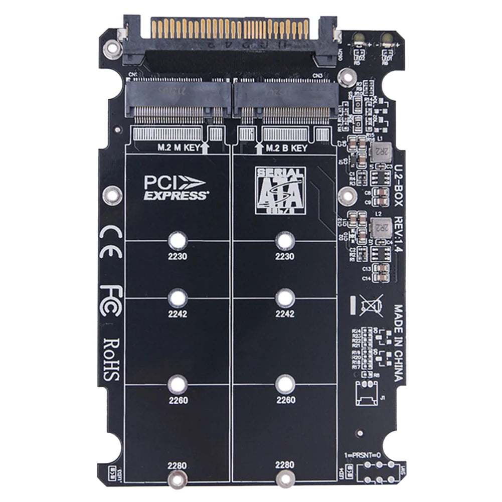 M.2 SSD To U.2 Adapter Card M.2 NVMe SATA-Bus NGFF SSD To PCI-e U.2 Adapter 32Gbps PC-E3.0X4 with Case for Desktop Computer