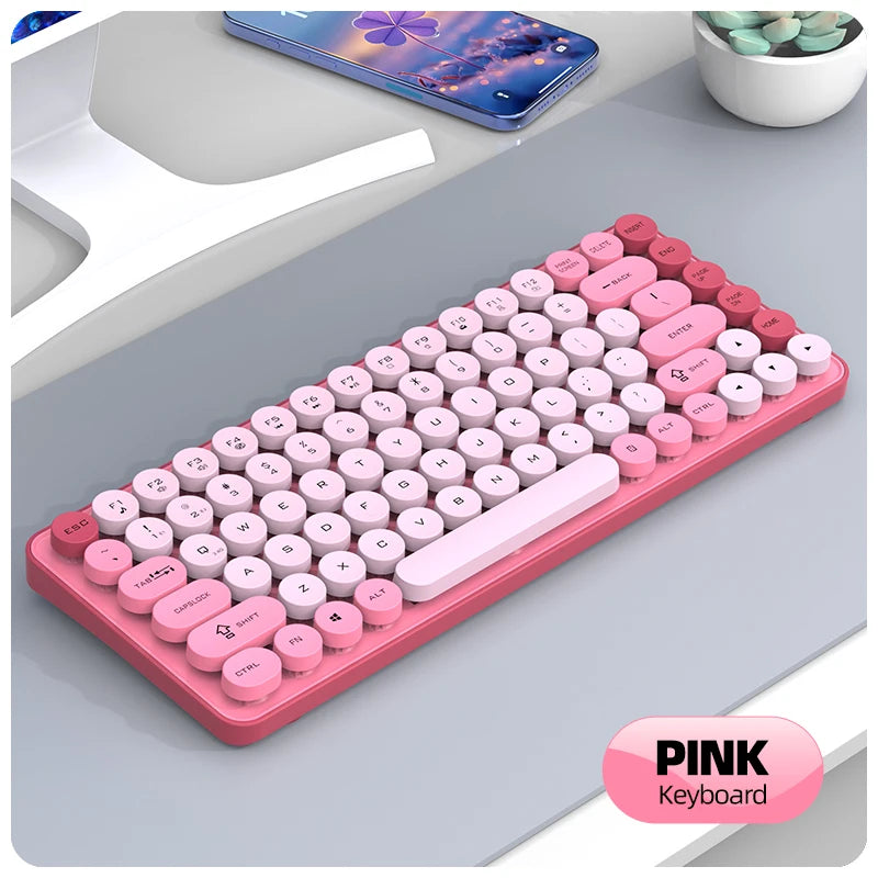 Friwol BT185 Bluetooth Wireless Keyboard Mouse Set Punk Keycap Laptop Desktop Office Mute Keyboard Mechanical Feel