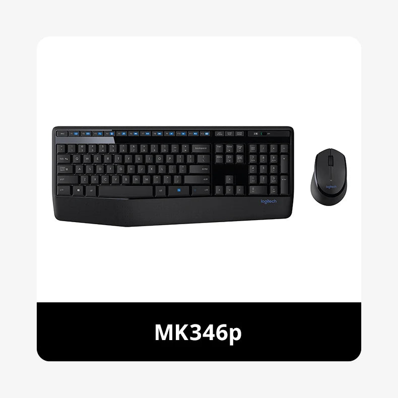 Logitech MK346P 2.4G Wireless Keyboard Mouse Combo Full Size 104 Keys Ergonomic Office Keyboard Mice Set For Desktop Laptop