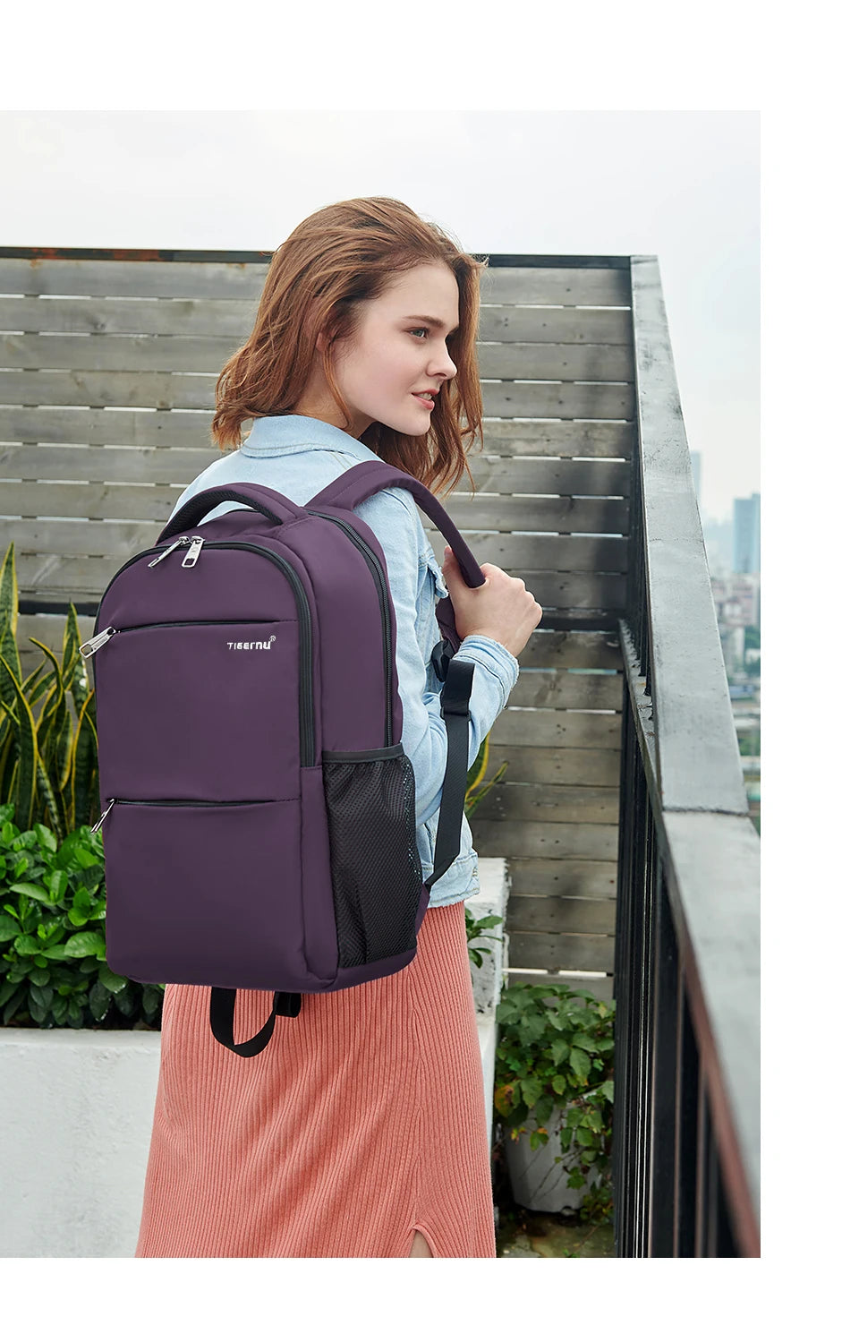 Tigernu Women’s Anti-Theft Laptop Backpack 15.6 Inch – Waterproof Travel & School Backpack for Women, Stylish Purple Laptop Bag