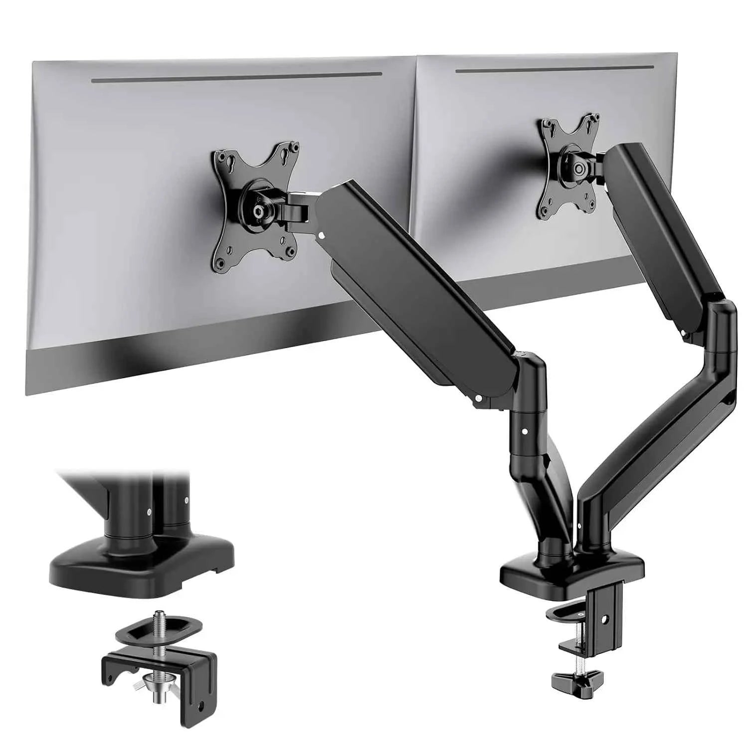 Set of 2 Dual Monitor Stand for Desk, Gas Spring Monitor Arm for 2 Monitors Max 32 Inches