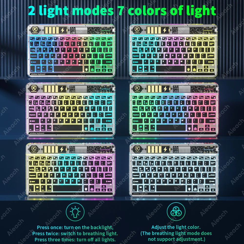 Transparency Bluetooth Keyboard For Tablet Phone Wireless Keyboard Korean Russian French Arabic Tablet for iPad Android