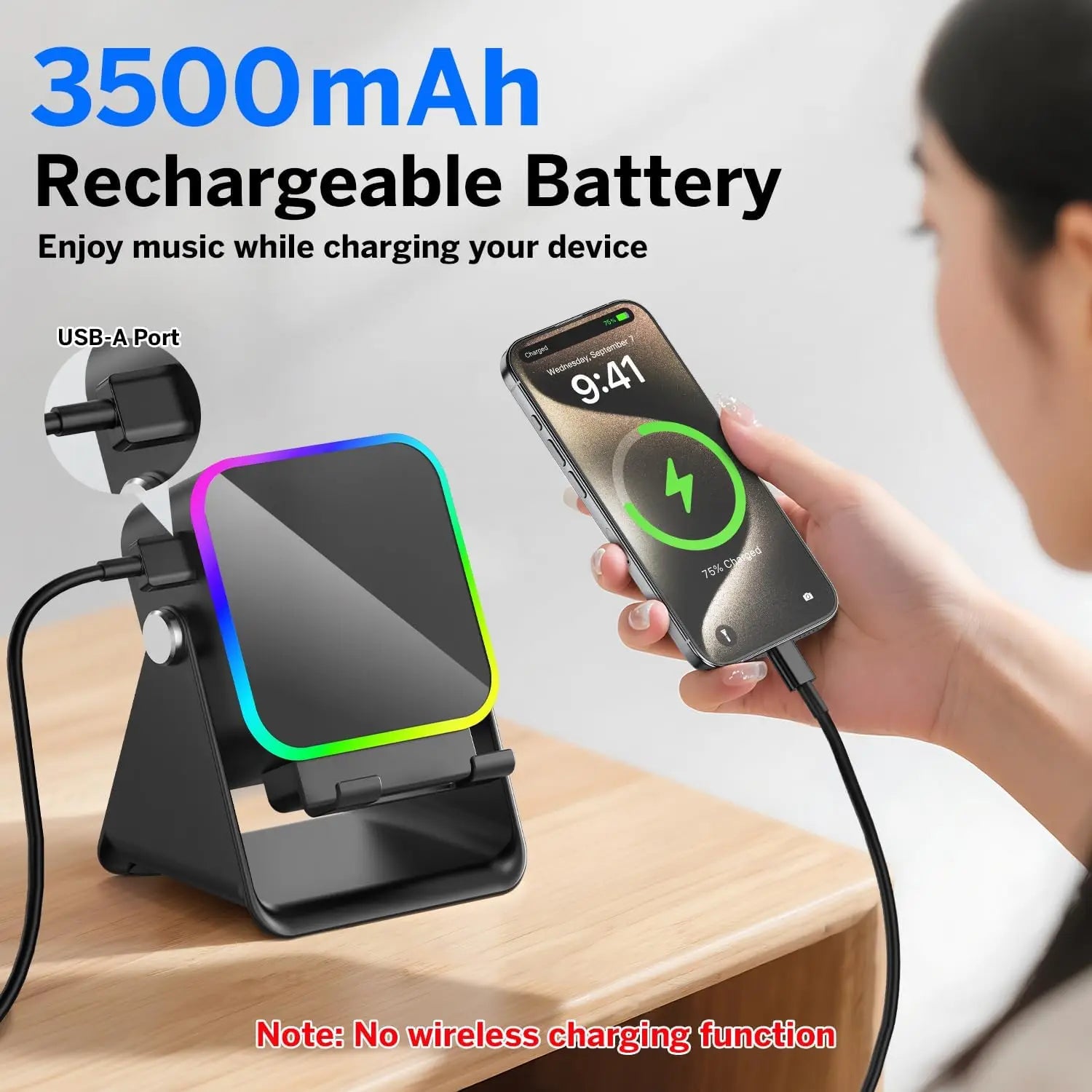 5 in 1 Wireless Induction Speaker with RGB Lights HIFI Sound Portable Bluetooth Phone Holder 8 Modes Auto-Induction Christmas Gift