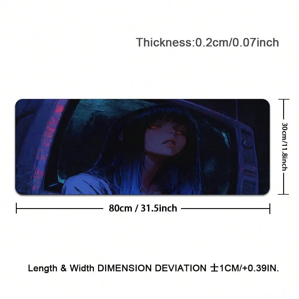 1pc Anime Cool Girl Gaming Mouse Pad, Large Non-Slip Rubber Base Mousepad, Keyboard Mouse Mat, Desk Pad With Stitched Edges For Desk Home Office