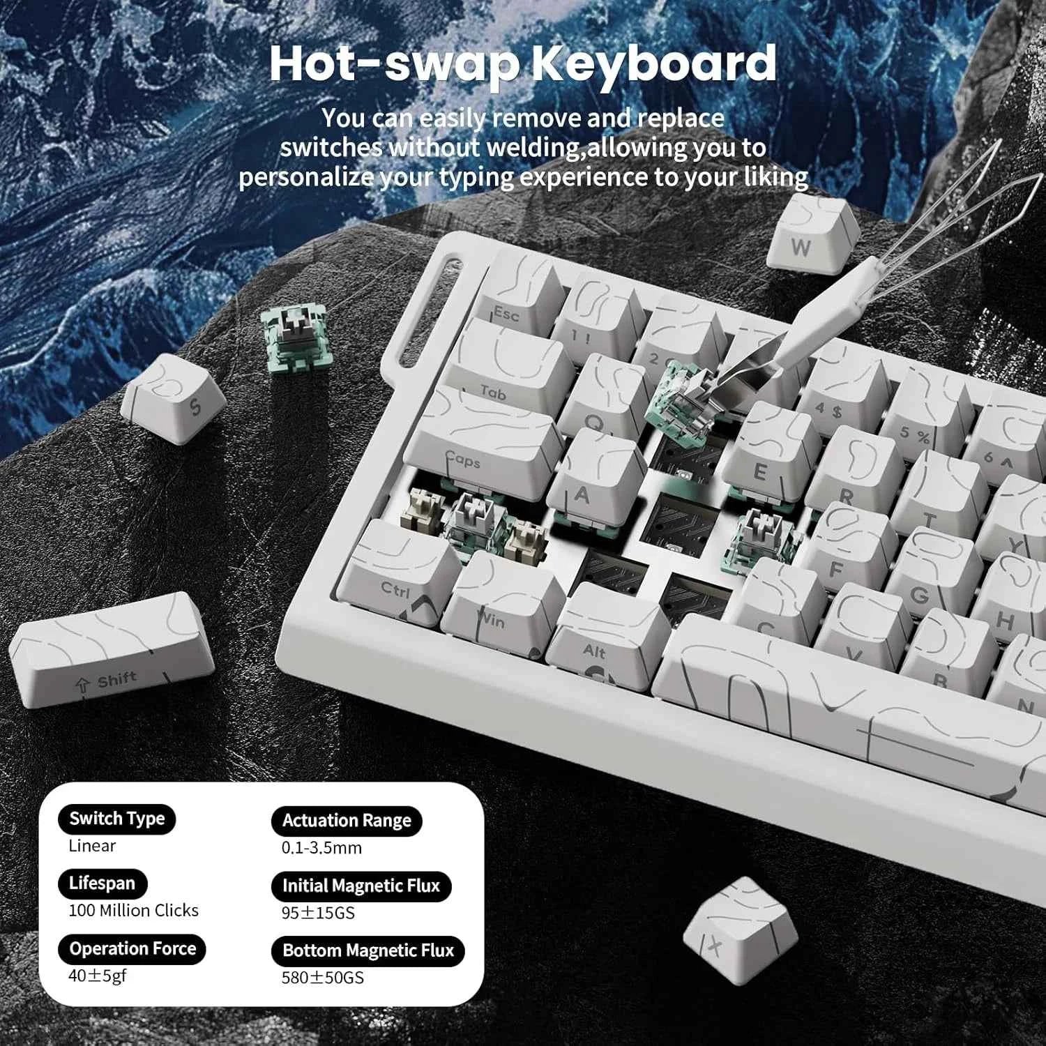ATTACK SHARK X68 HE Rapid Trigger Keyboard Magnetic Switch 60% Wired 8KHz Hot Swappable Keyboard With RGB Lighting PBT Double-sh