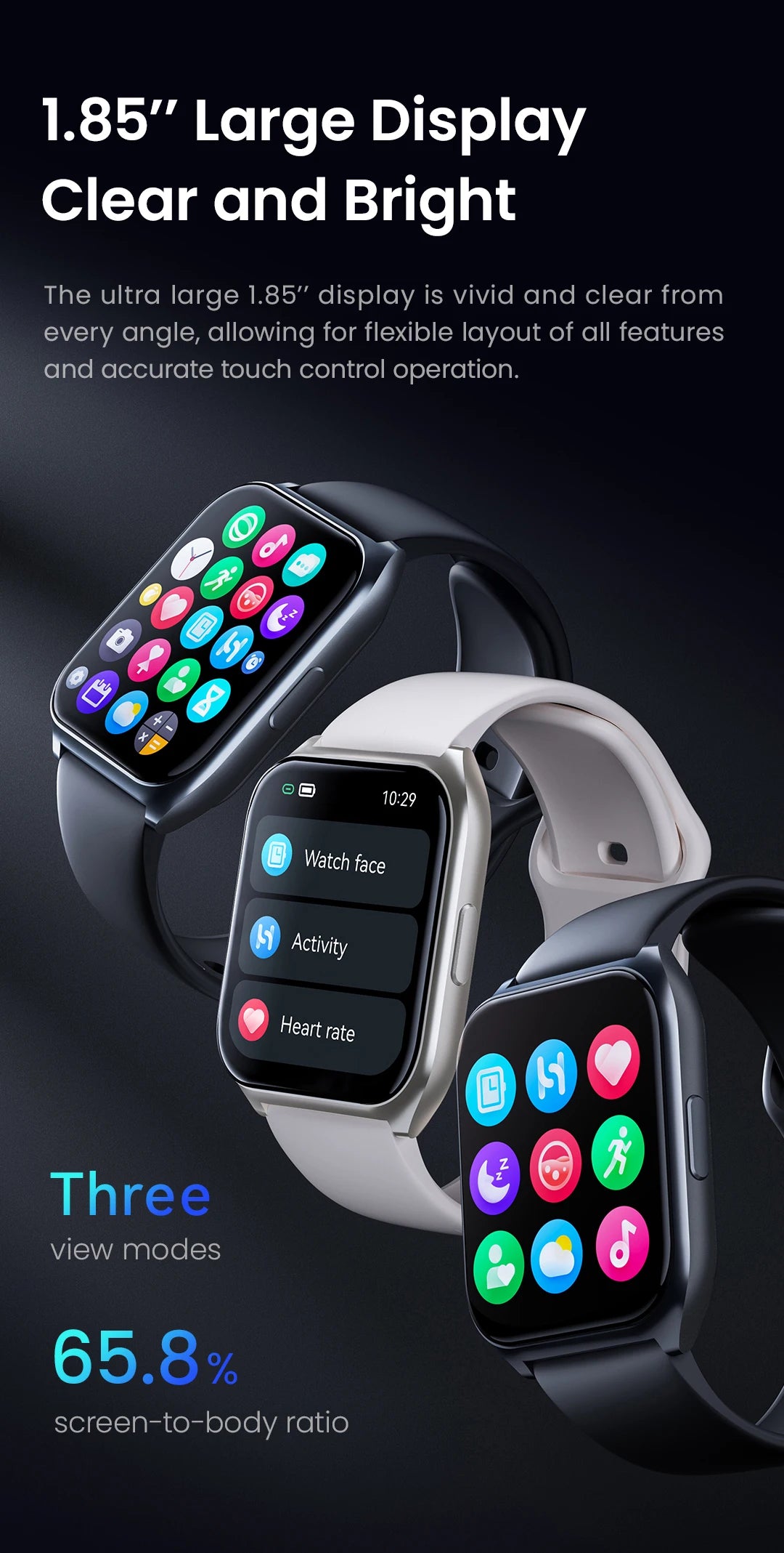 HAYLOU Watch 2 Pro (LS02 Pro) Smartwatch 1.85inch Large Display 100 Workout Modes Smart Watch for Men Heart Rate Monitoring