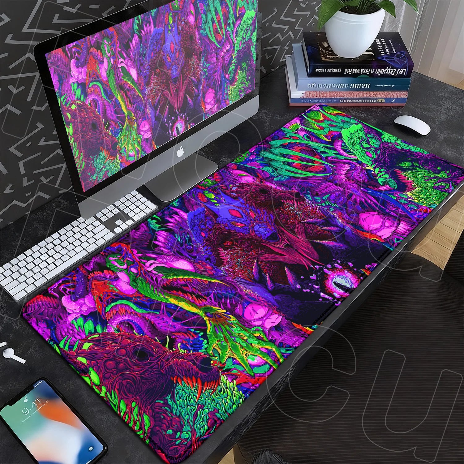 60x35cm Company Office Mice Extend Carpet XXL Hyper Beast Non-slip Rubber Mouse Pad Keyboard Gaming Accessories Cool Monster Mat