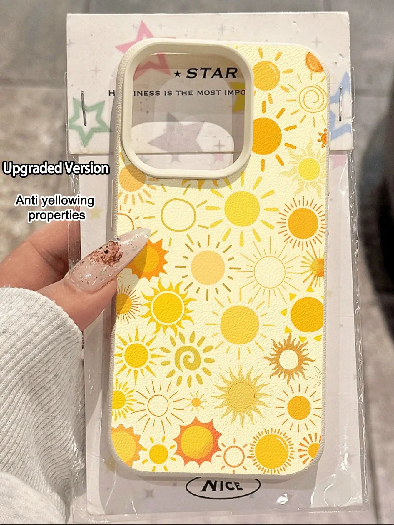 Shockproof Sun Graphic Fashion 1pc Yellow Sun Graphic Lychee Texture Shockproof Anti-Slip Soft Phone Case Cover Compatible With Apple & Phones Waterproof Anti-Fall Scratch Resistant International Version Not The Domestic Vers