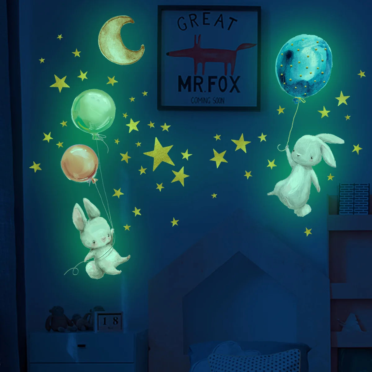Cartoon Luminous Wall Stickers Glow In The Dark Fluorescent Rainbow Wall Decal For Kid Rooms Bedroom Ceiling Nursery Home Decor