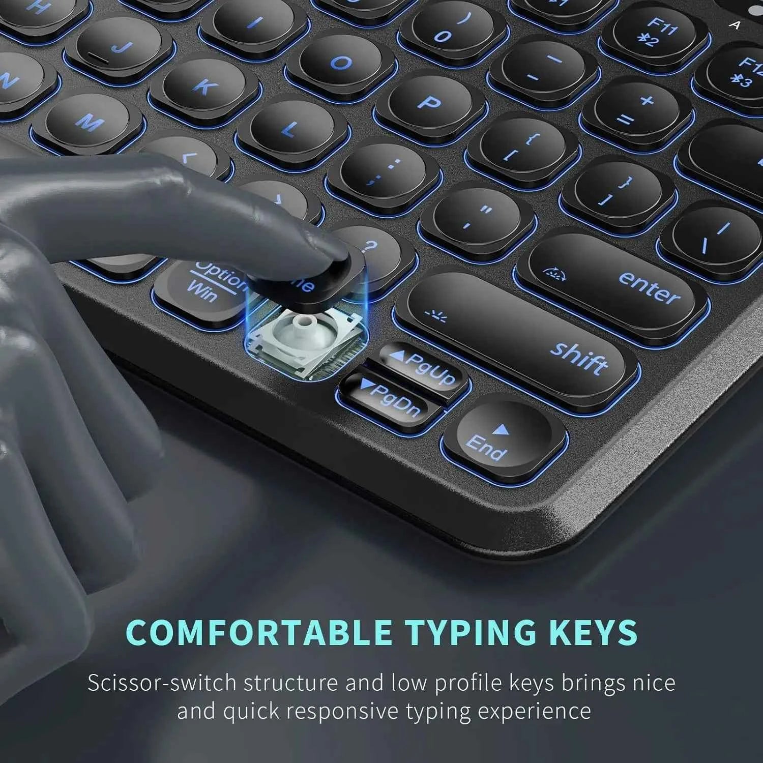 RGB Blacklit Bluetooth Wireless Keyboard and Mouse Combo for Mac OS iPad iPad Air iPad Pro Tablet Android Mobile Phone Laptop PC