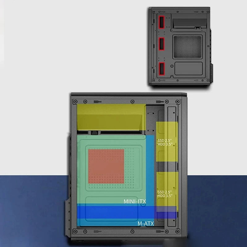 Mini Computer Case ATX Power Supply Suitable For M-ATX/ITX Motherboard For Easy Portability And Fast Heat Dissipation