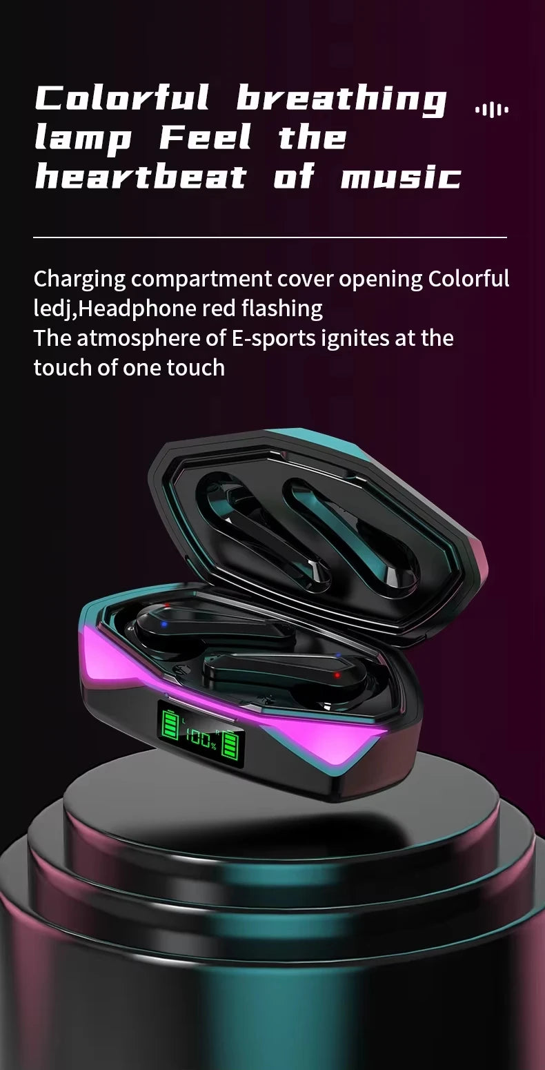 2026 New TWS Wireless Earphones with Bluetooth 5.49 Gaming Headset Sport Earbuds with LED Display Earhooks and Built-in Mic