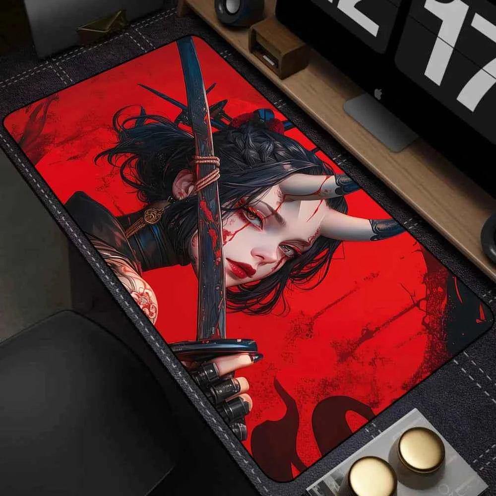 Japanese Style Anime Red Girl Pc Game Mousepad Large Mouse Pad XXL Gamer Mouse Mat Office Table Carpet Gaming Mats 500x1000mm