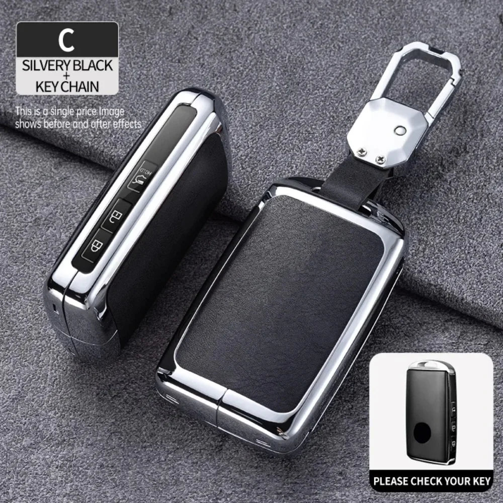 Zinc Alloy Leather Smart Car Key Fob Case Cover Chain Remote Shell Holder Protector for Mazda 3 6 CX3 CX30 CX5 CX8 CX9 CX50 CX60