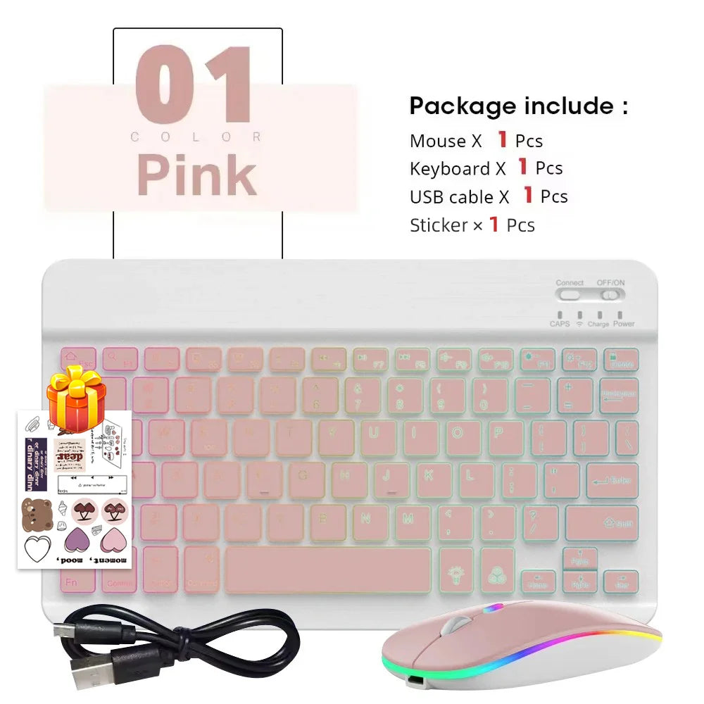 2026 Portable Bluetooth Backlit Keyboard For Xiaomi iPad / iOS Android Windows Tablet Phone Wireless Keyboard With Mouse Spanish