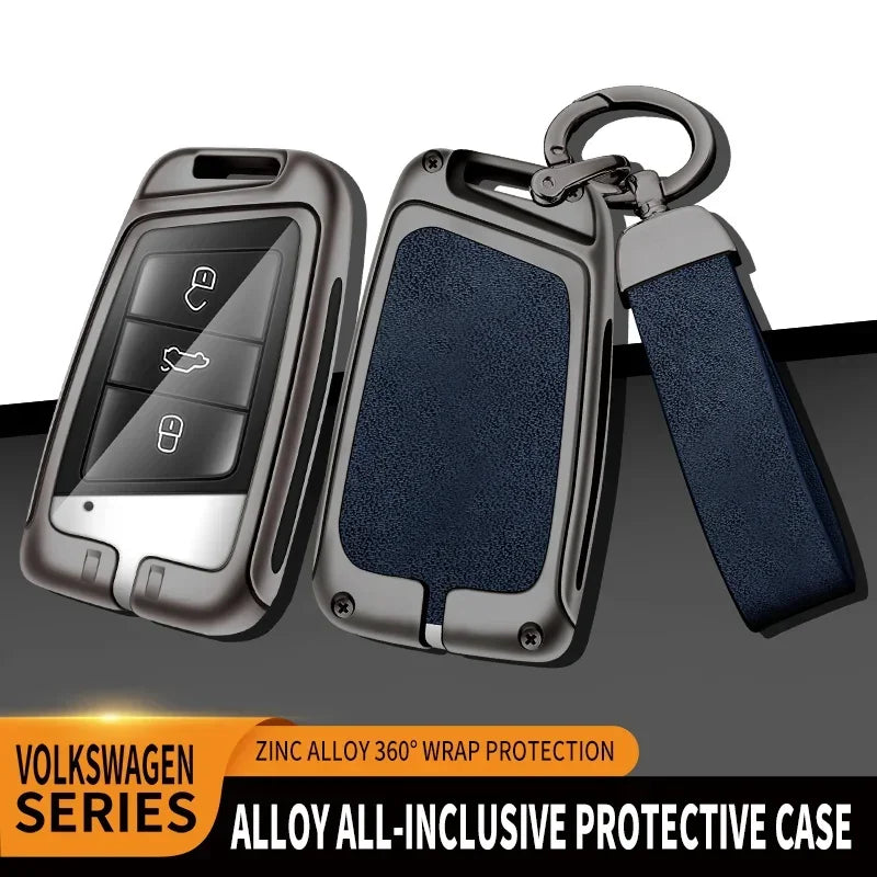 New Zinc Alloy Leather Car Key Case Cover Shell For VW Volkswagen Magotan Passat B8 Skoda Superb Kodiaq A7 Car Key Accessories