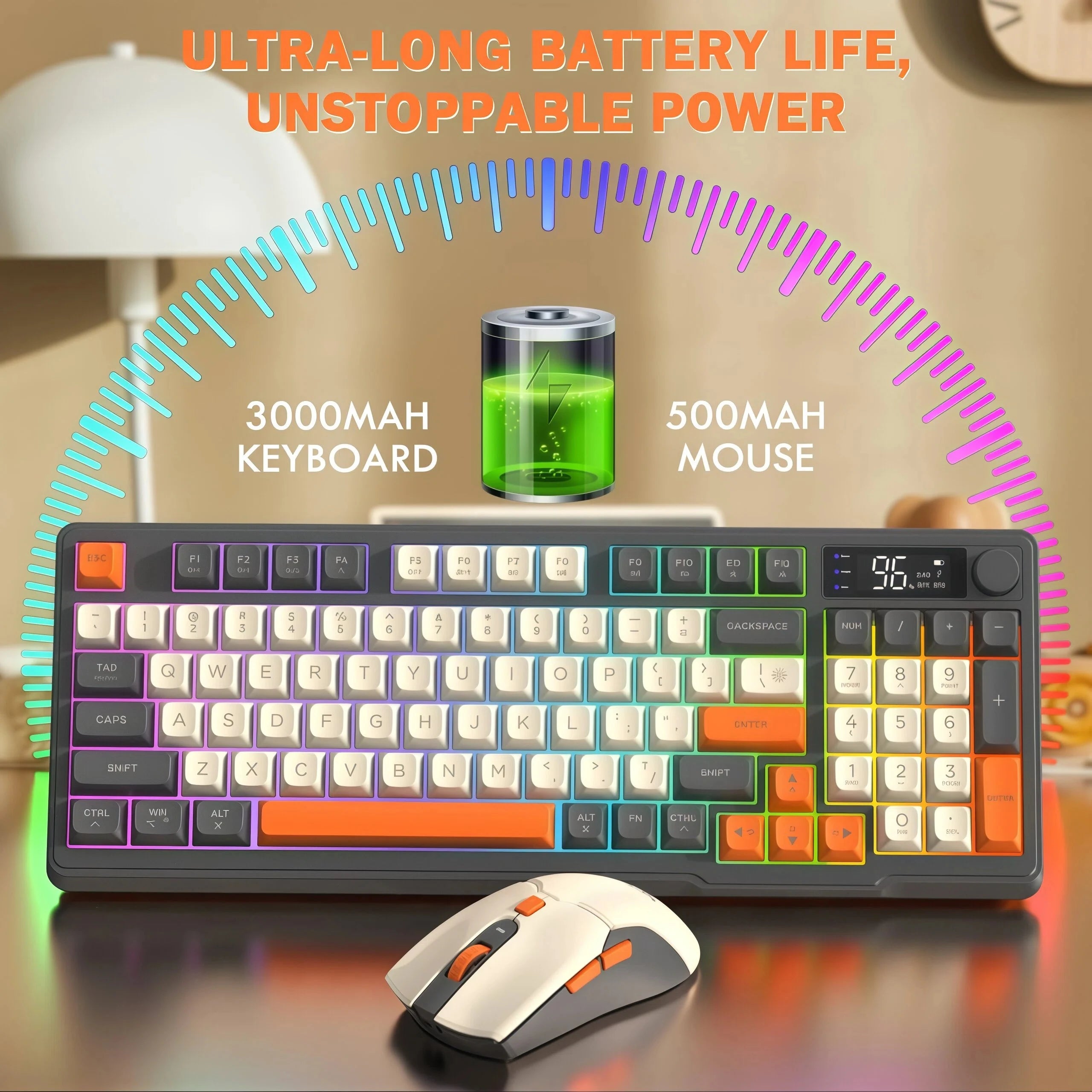 Freewolf T96 Gaming Wireless Keyboard and Mouse Supports dual-mode Bluetooth connectivity Compatible with PC and Mac devices