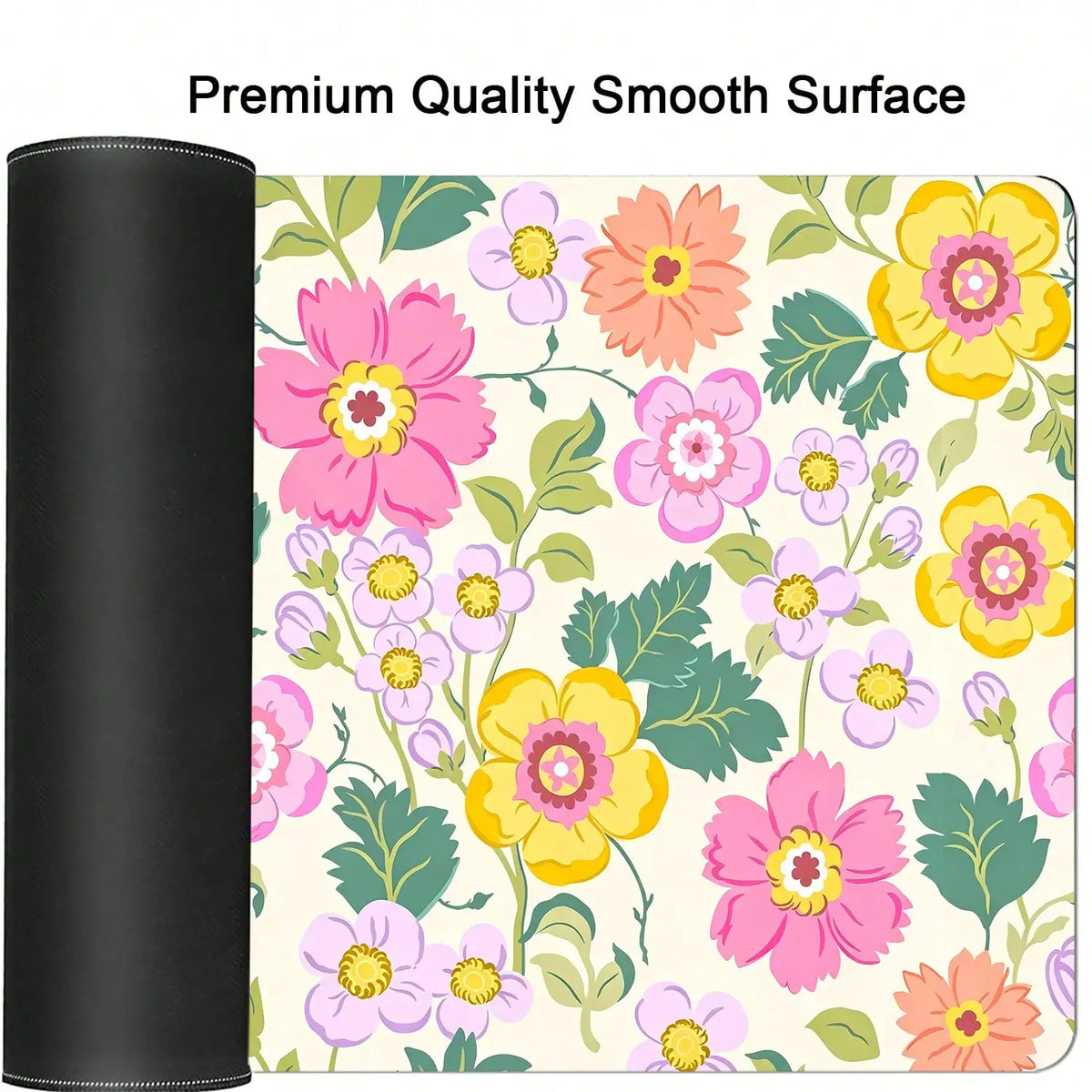 Large Mouse Pad, Wildflowers Floral Desk Mat Computer Keyboard Pad Non-Slip Rubber Base With Stitched Edges For Laptop Gaming, Office & Home