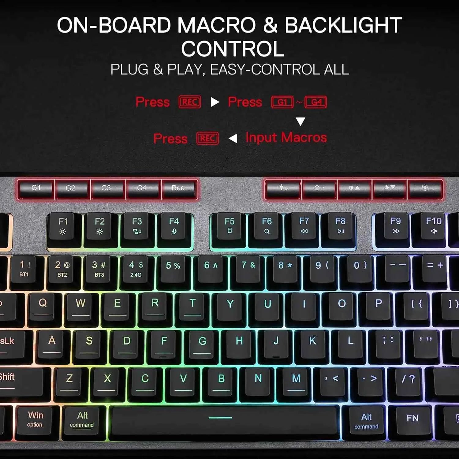 Redragon K516 PRO Shiva TKL RGB Wireless Membrane Gaming 87 Keys Mechanical-Feel Keyboard,Smooth Linear Switch