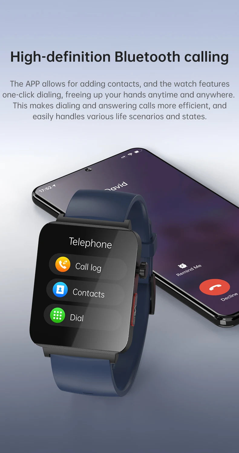 KS03 PRO Health Smart Watch For Men Women Bluetooth Calling Fitness Tracker Smartwatch E/C/G Test Outdoor 1.96