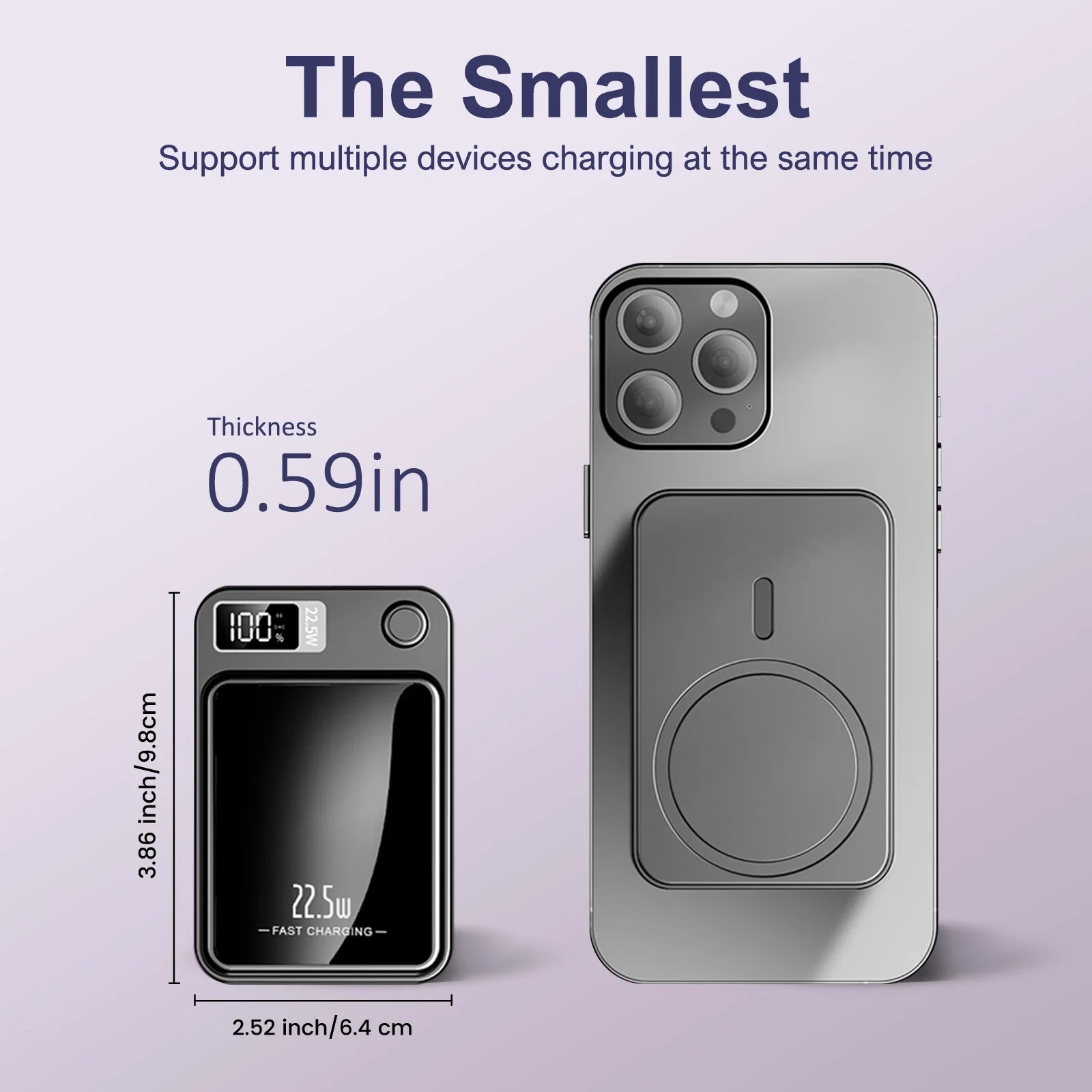 Magnetic Wireless Power Bank Fast Charging PD 22.5W 10000mAh Portable Charger USB-C External Battery For Iphone Huawei Samsung