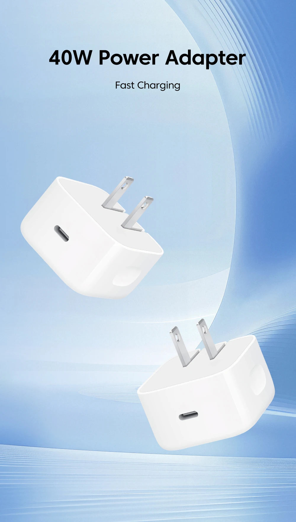 PD 40W Type C Charger Fast Charging Travel Wall Charger Power Adapter For iPhone 17 16 15 EU/US/UK Mobile Phone USB C Charger
