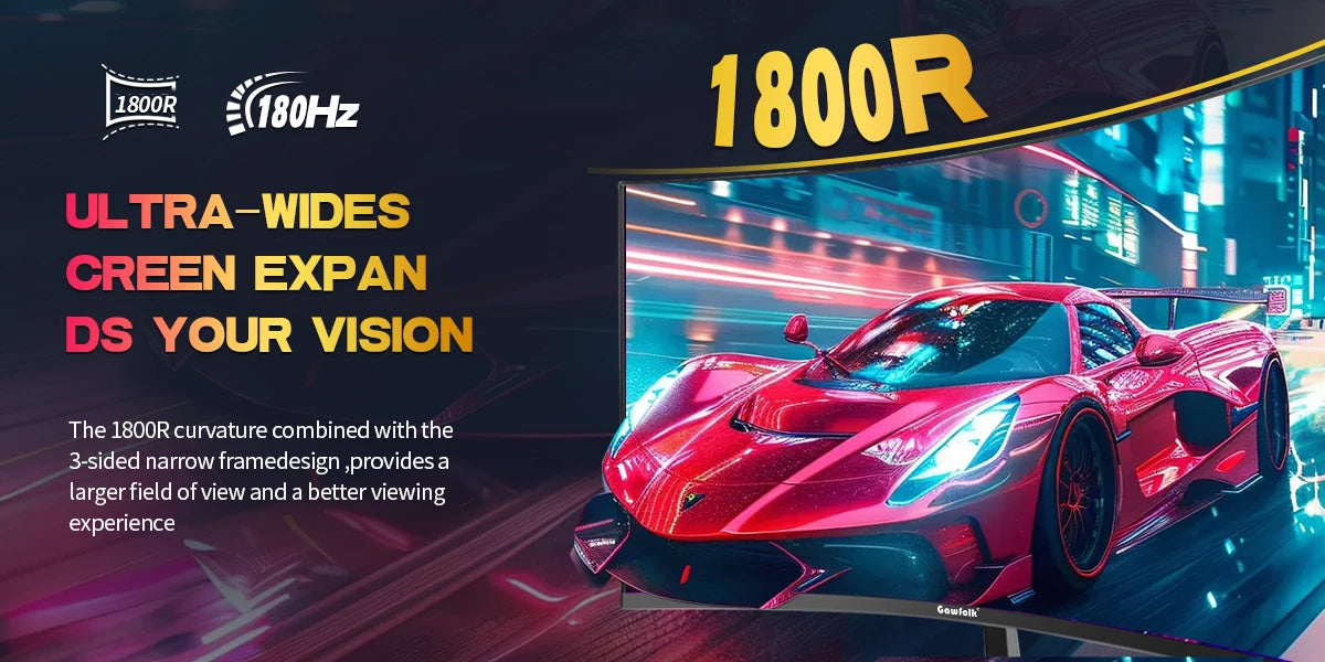 27 inch Curved Gaming Monitor,144Hz/180Hz PC Monitor Full HD 1080P, Frameless 1800R Computer Display with FreeSync DP, HDMI Port