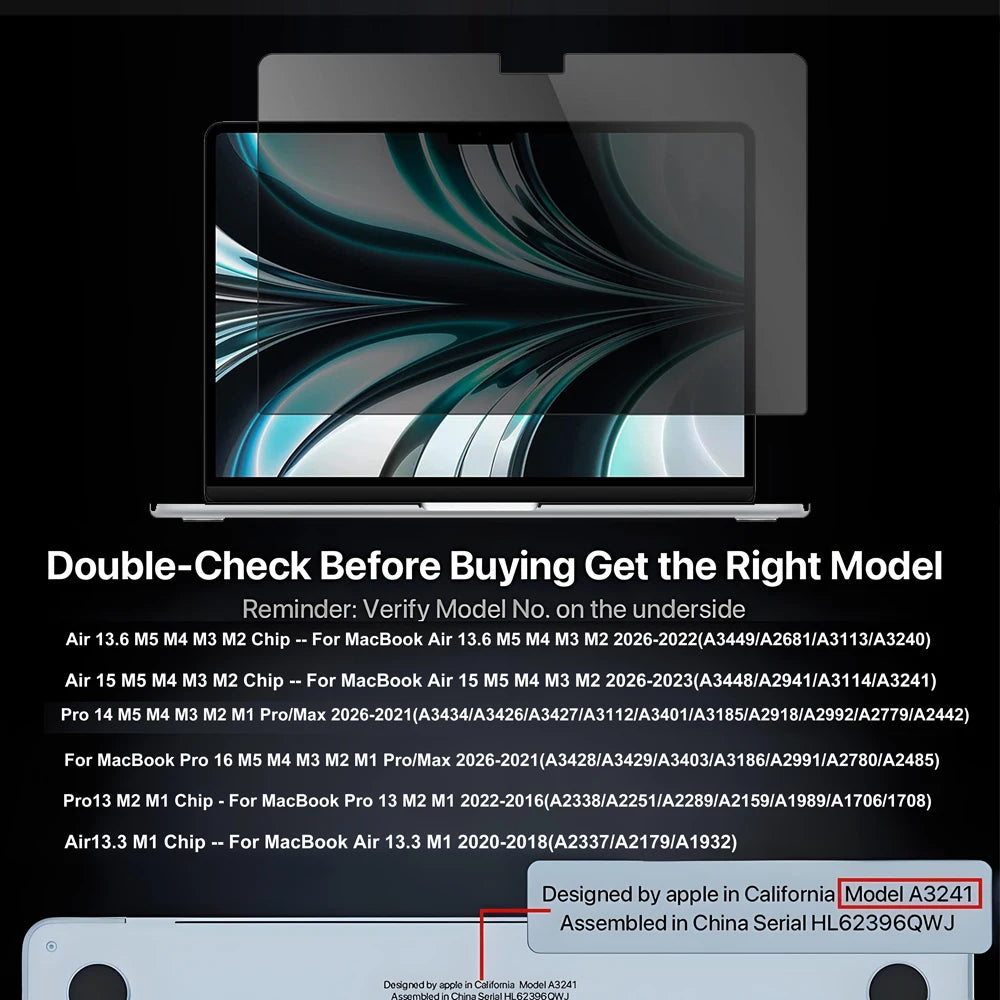 2026 For Macbook Air 13.6 M5 M4 M3 M2 2022-2026 Monitor Privacy Screen Protector,For Macbook Pro 14/16 M5 M4 M3 M2 M1 Pro/Max