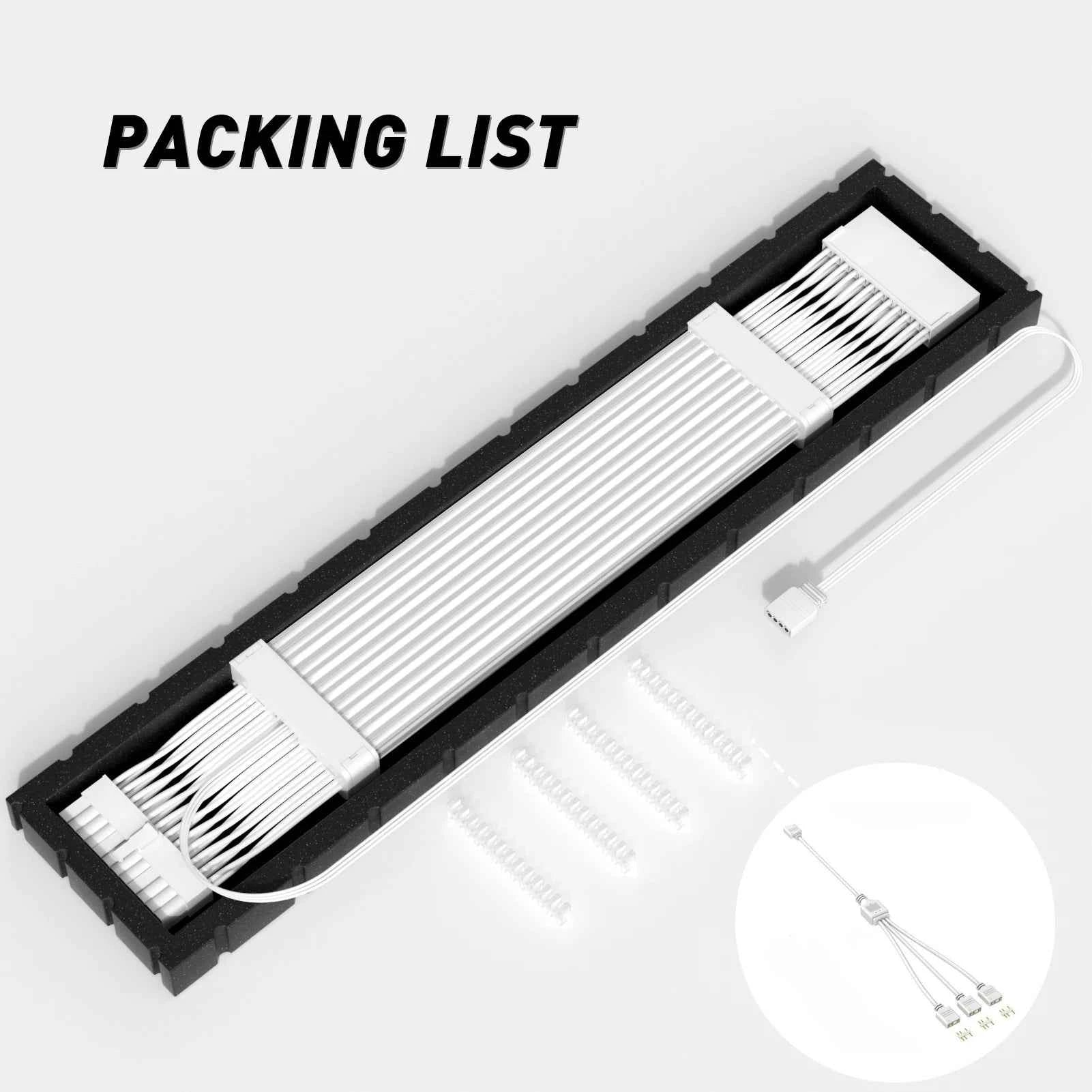 GQZJHOME 24PIN RGB ARGB Extension Cable Kit – 5V 3-Pin Motherboard Sync with 108 LED Beads