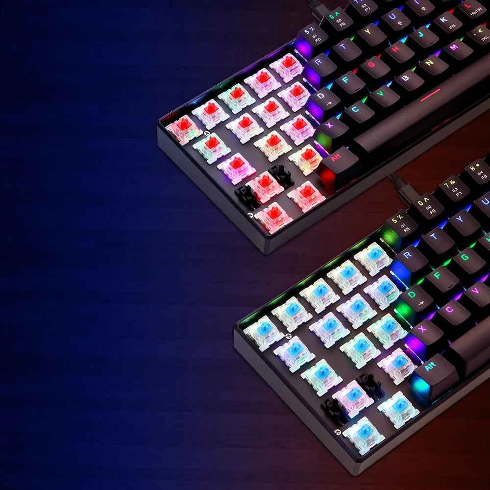 MOTOSPEED CK61 RGB Mechanical Gaming Keyboard OUTMU Red Switches Keyboard 61 Keys Anti-ghosting with Backlight for Gaming Black