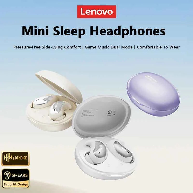 Lenovo LE203 Wireless Bluetooth 6.0 Sleep Headphones Small Lightweight Comfortable In-Ear Earphone Long Battery Life With Mic