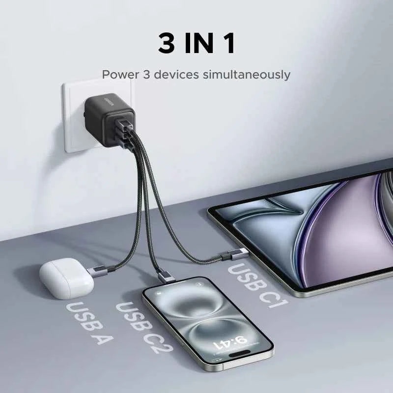 【EU Plug】UGREEN 45W/30W/25W/20W GaN Charger PD3.0 PPS QC3.0 USB C Fast Charger For iPhone 17 16 15 ProMax Samsung S25 iPad Air