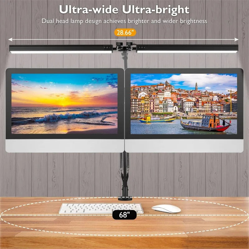 LED Desk Lamp for Home,Reading,Adjustable Eye-Caring Desk Light with Clamp, 3 Color Modes,10 Brightness Table Lamps
