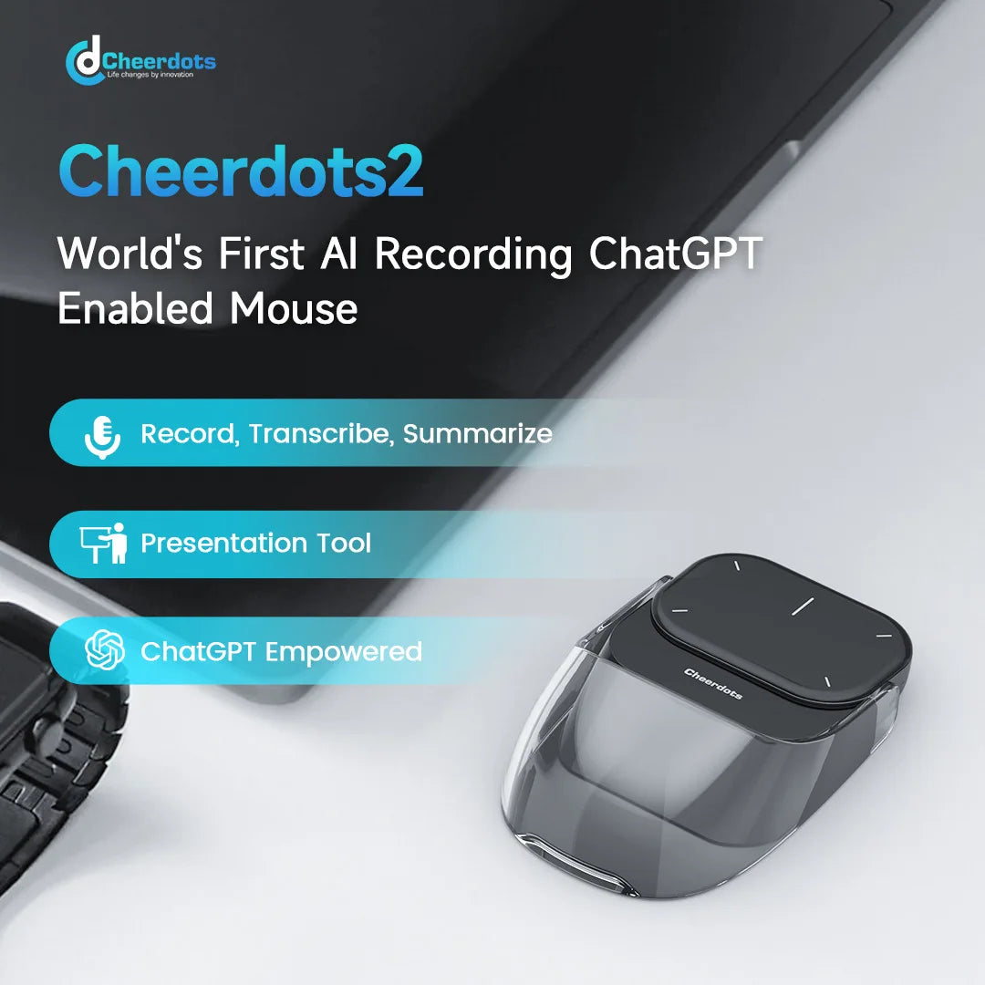 Cheerdots 2 Wireless Controll ChatGpt Detachable Air Mouse Wireless Touchpad All-in-one Pocket AI Recording Enabled Mouse Office