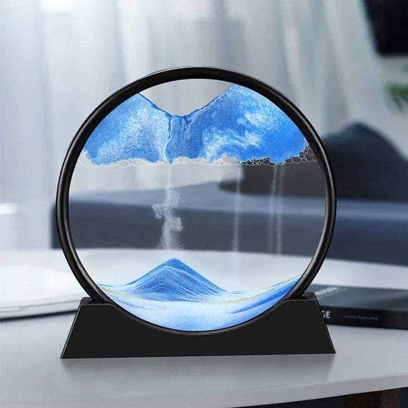 3D Sandscape Moving Sand Art Picture Round Glass Deep Sea Hourglass Quicksand Craft Flowing Sand Painting Office Home Decor Gift