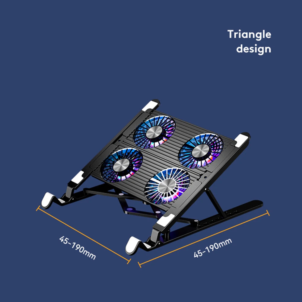 Laptop Cooling Pad with 2/4 Fans, Foldable Laptop Cooling Fan, RGB Silent Portable Laptop Holder, for 11-17.3 Inch Laptops - WinSupport Tech