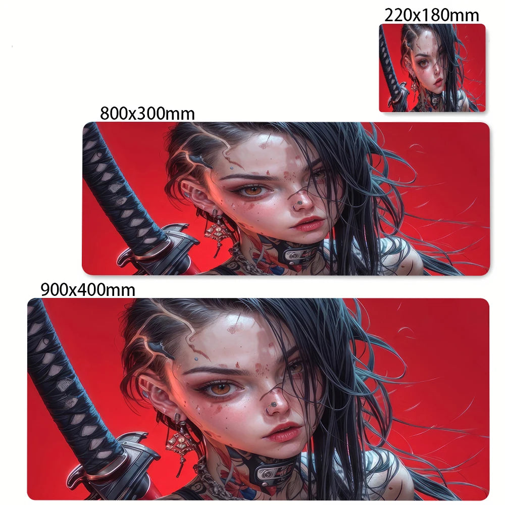 Japanese Style Anime Red Girl Pc Game Mousepad Large Mouse Pad XXL Gamer Mouse Mat Office Table Carpet Gaming Mats 500x1000mm