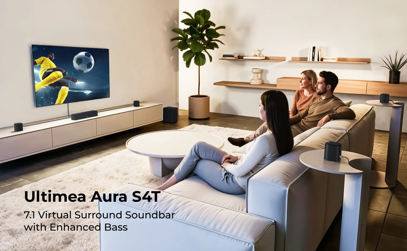 ULTIMEA 350W 7.1ch Virtual Surround Soundbar, Home Theater TV Sound Bar with Subwoofer&4 Surround Speakers, Smart App Control