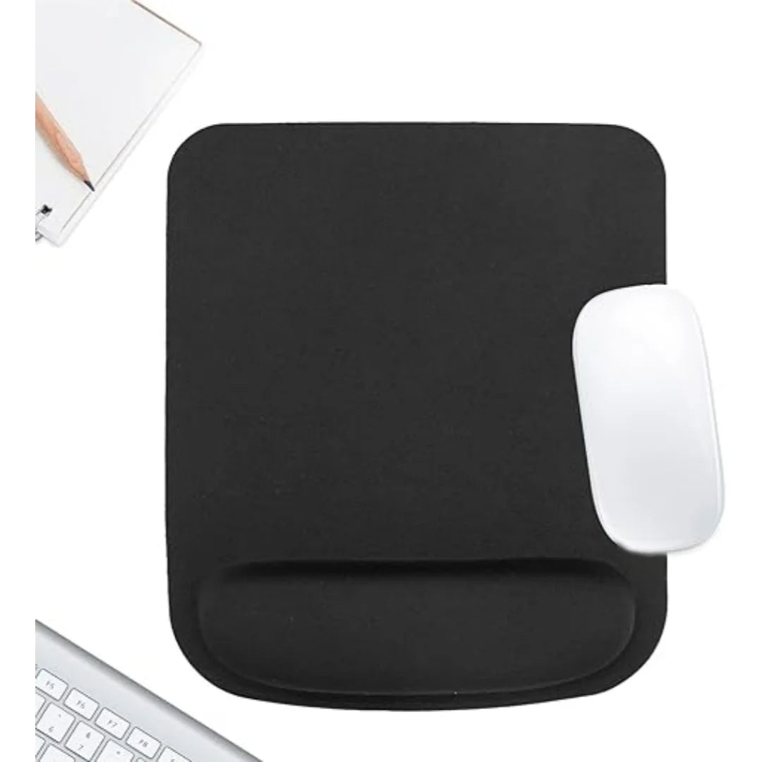 Black Mouse Pad with Wrist Support - Non-Slip Base, Comfortable Memory Foam Rest for Typing & Gaming, Reduce Wrist Fatigue