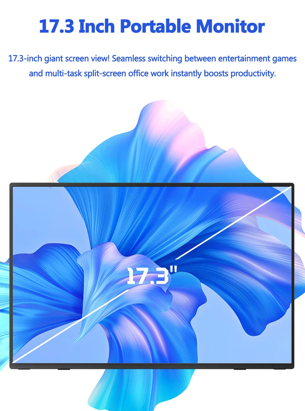 UPERFECT 2K 144Hz Portable Gaming Monitor 17.3 Inch 400Nits QLED Second External Laptop Screen PC Display USB-C HDMI With VESA