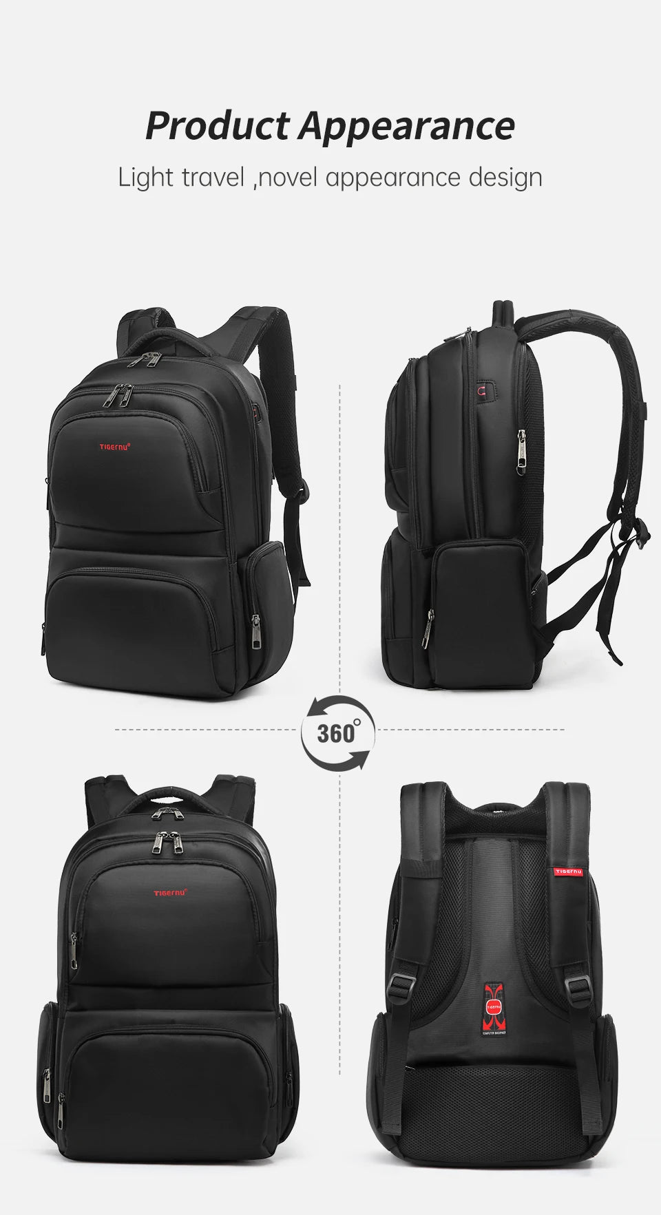 Tigernu Brand Nylon Waterproof Anti theft 15.6