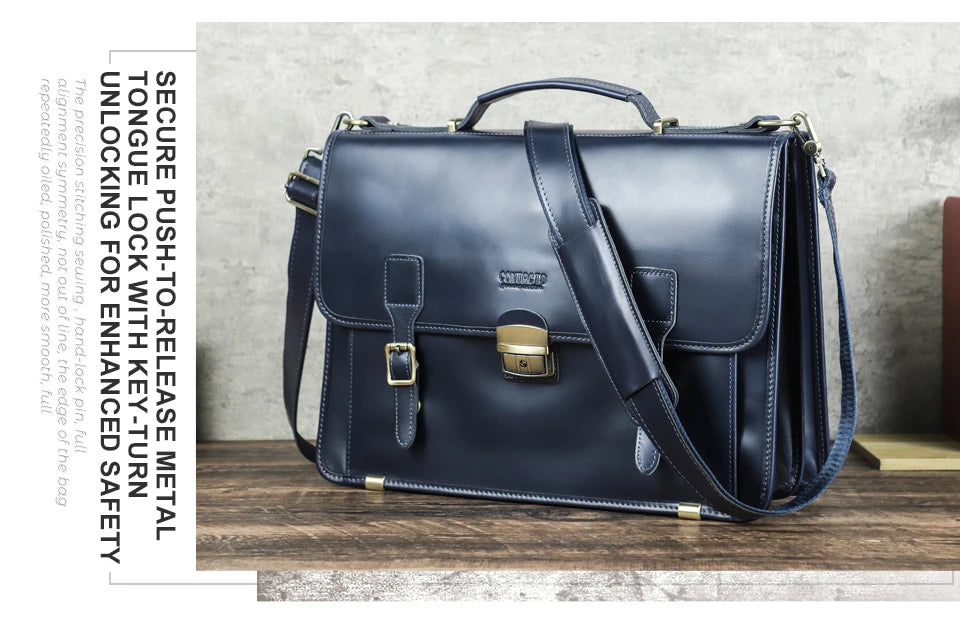 CONTACT'S Genuine Leather Business Bags for Men High Quality Briefcase Office Bag Male Tote Laptop Bags Portfolio Bag Document