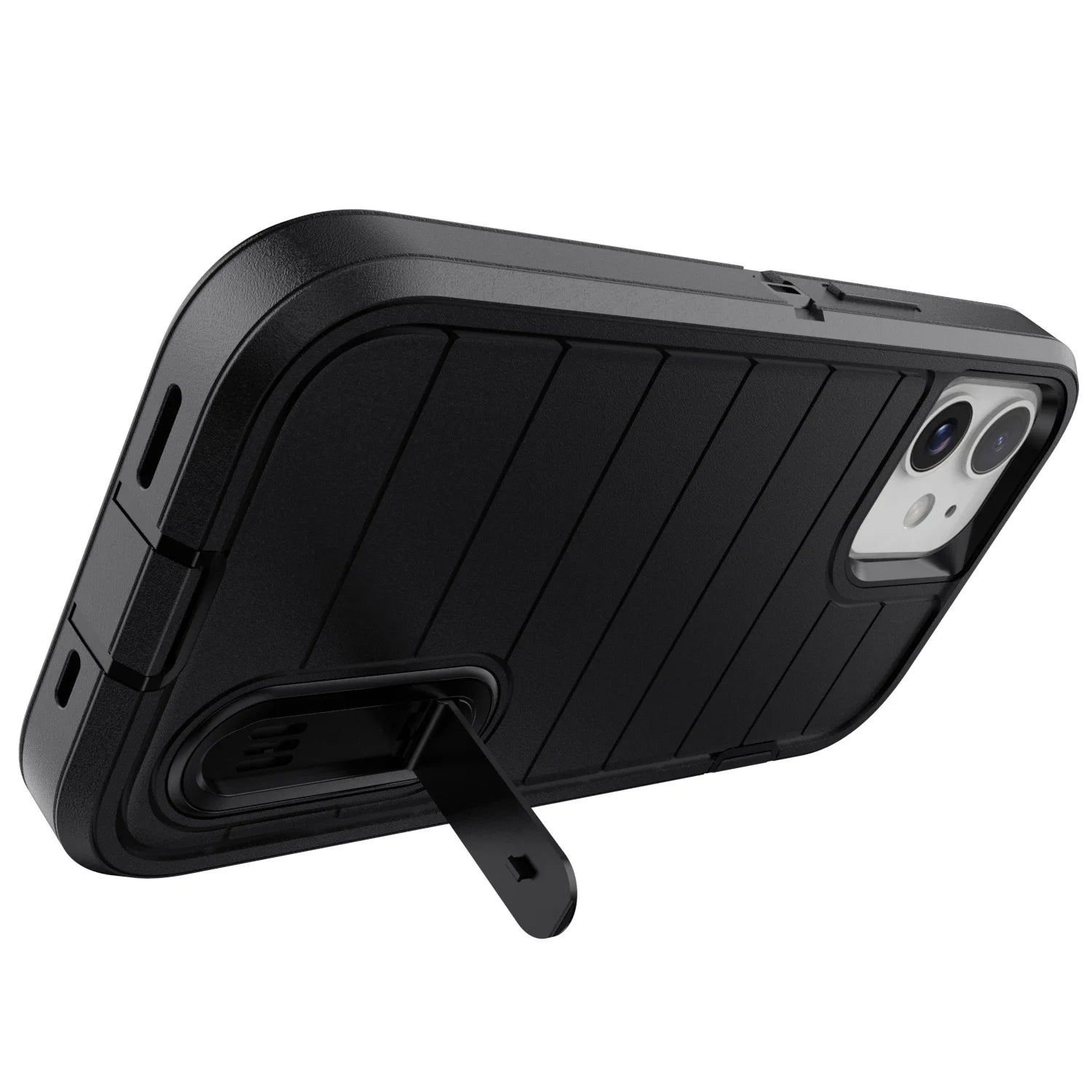 For iPhone 11 12 13 14 15 16 Plus Pro Max Case Heavy Duty Shockproof Hybrid Rugged Kickstand Cover Black