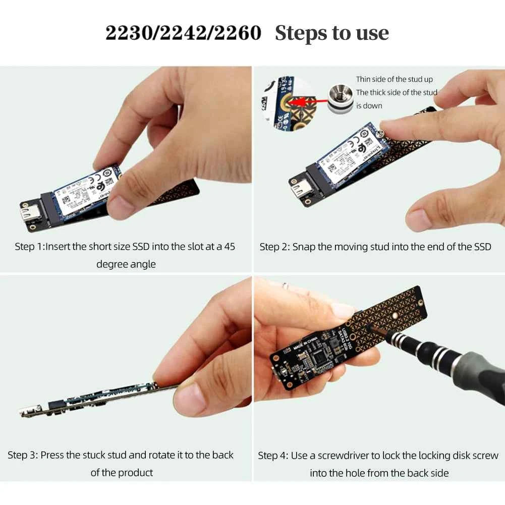 M.2 SSD SATA/NVMe To USB 3.1 Adapter B+M Key/M Key M2 To USB3.1 SSD Riser Card Hard Disk Box Adapter for 2230/2242/2260/2280 SSD