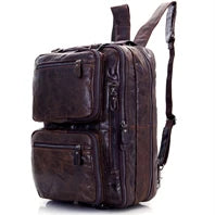 Vintage Crazy Horse Genuine Leather Backpack Men Bagpack Cowhide Hiking Backpack 17