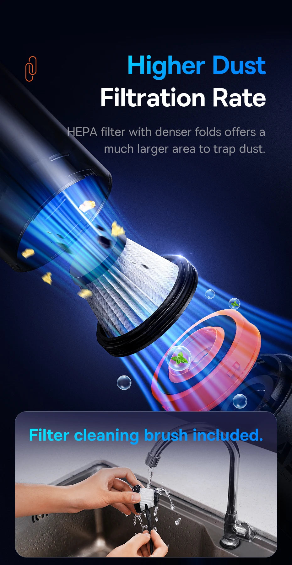 Baseus A5 16000Pa Wireless Car Vacuum Cleaner Powerful Portable Handheld Automotive Vacuum Cleaner for Car Inner Cleaning Home