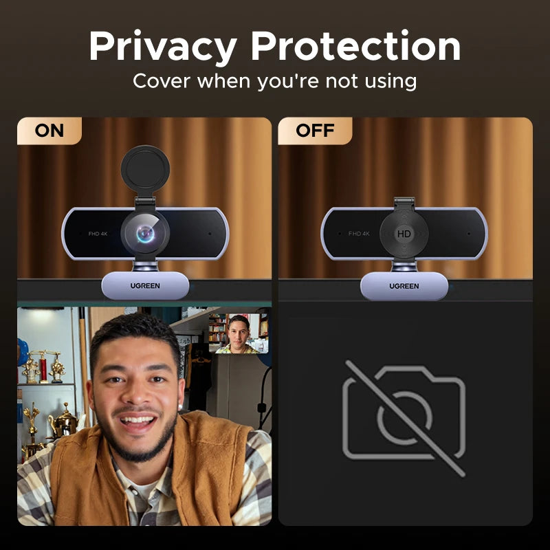 UGREEN 4K FHD 1080P Webcam 8MP for PC, PDAF Auto Focus, Dual AI Noise-Cancelling Mics, Web cam Camera for Zoom/Teams/Google Meet - WinSupport Tech