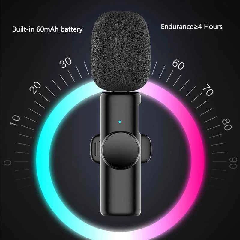 New Portable Wireless Lavalier Microphone Audio Video Recording Mini Microphone for iPhone Laptop Android Live Gaming Mic
